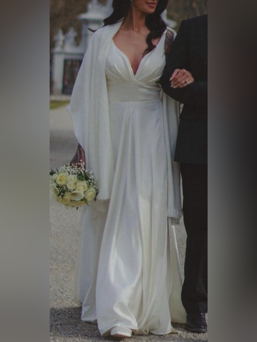 Elegant White Wedding Satin Gown